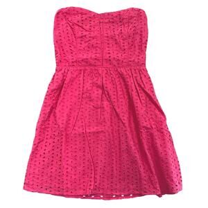 BeBop Pink Eyelet Strapless Mini Dress Cotton Fit & Flare - M